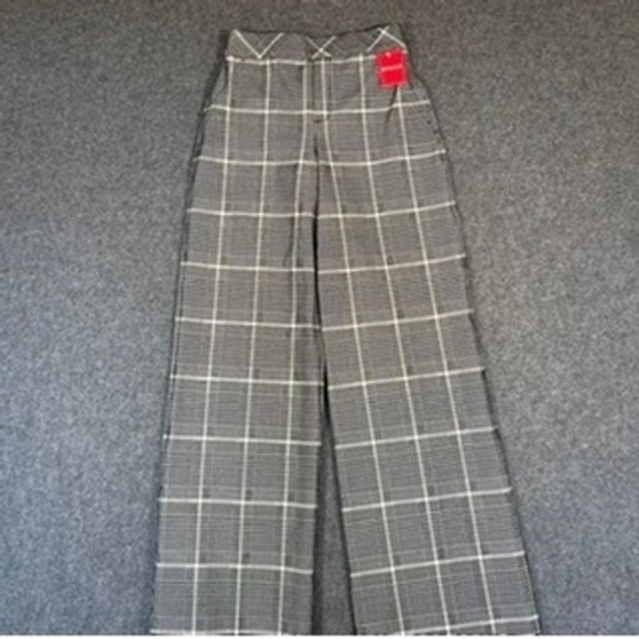 Spanx Women's Classic Plaid Wide Leg Trouser Perfect Pant Grey Sz XS NWT Boho - Picture 1 of 13